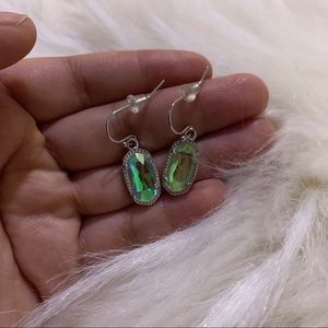 Lee Silver Drop Earrings In Dichroic Glass